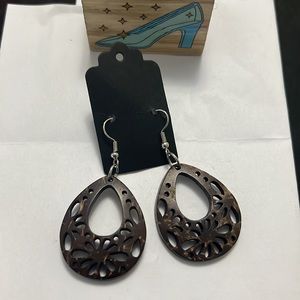 Vintage Wood Boho Minimalist Drop Earrings